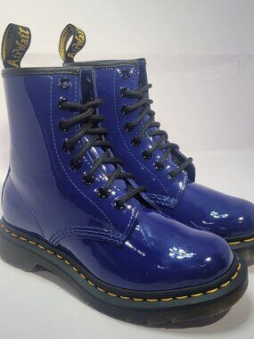 Dr. Martens 27635 Women’s US Size 5 Navy Blue Patent Leather Lace Up Boots